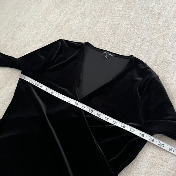 J. Crew Mercantile Black Velvet Faux Wrap Long Sleeve Blouse Top M - Picture 6 of 12